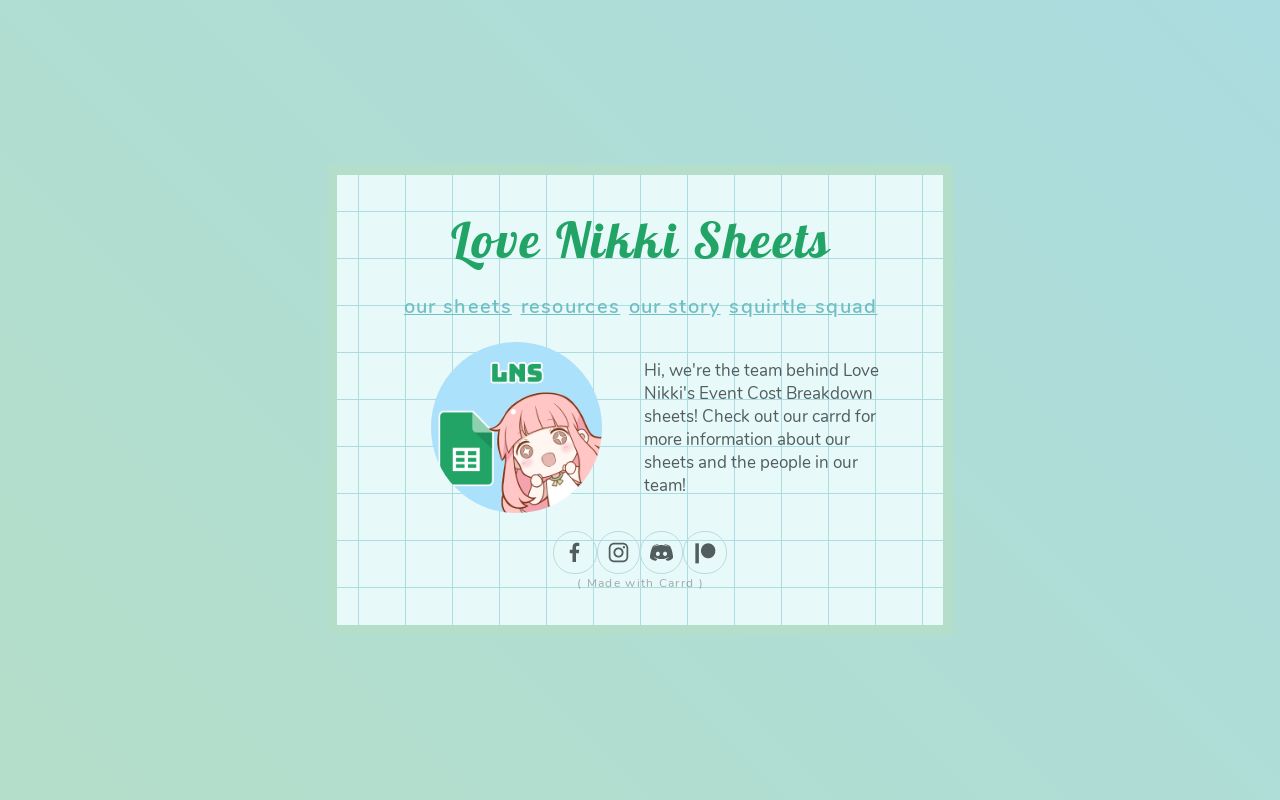 Love Nikki Sheets